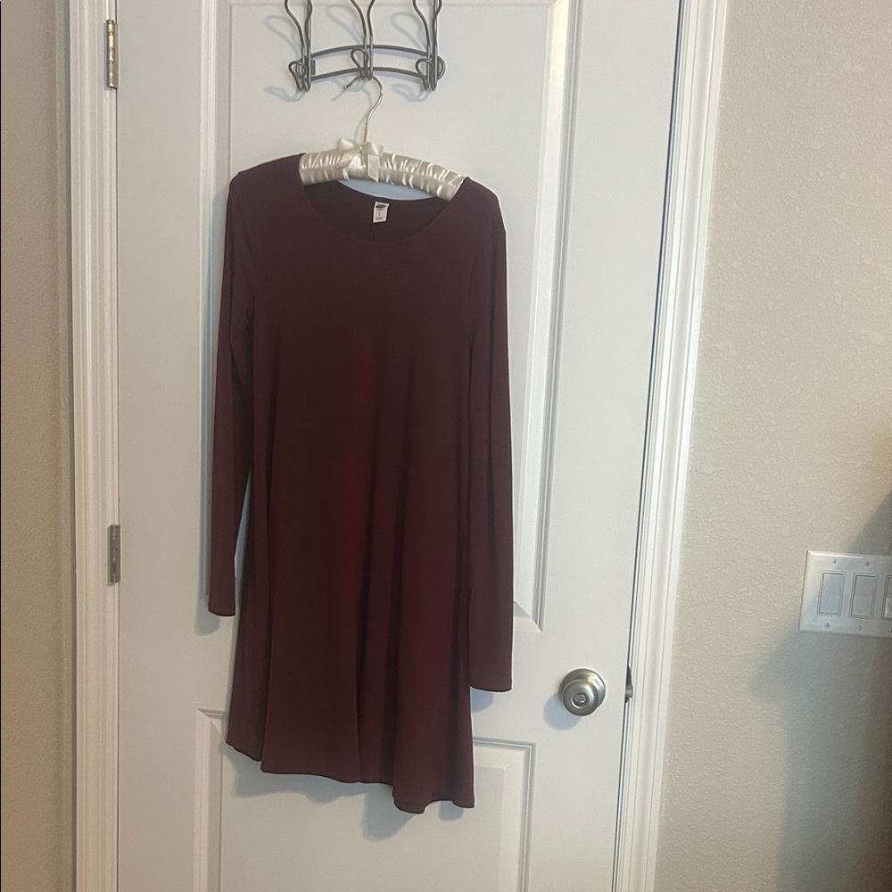 Old Navy Maroon Long Sleeve Dress
